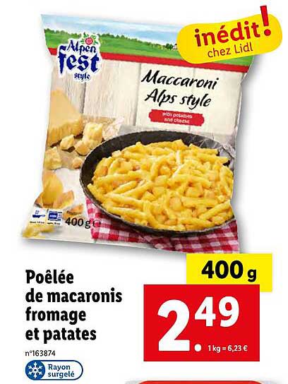 poêlée de macaronis fromage et patates alpen fest style