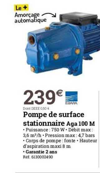 pompe de surface stationnaire aga 100 m