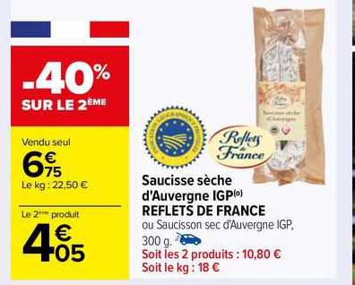 Saucisse Sèche D'auvergne Igp Reflets De France