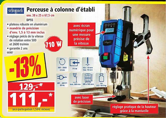 scheppach perceuse à colonne d'établi