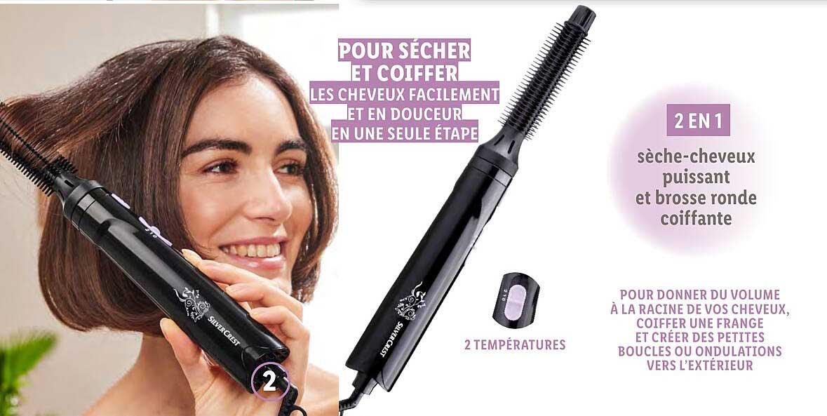 sèche-cheveux puissant et brosse ronde coiffante