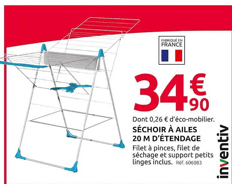 séchoir à ailes 20 m d'étendage inventiv