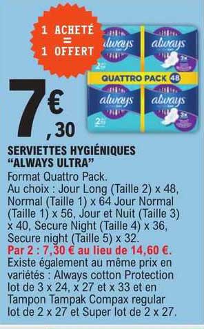 serviettes hygiéniques "always ultra"