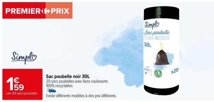 simply sac poubelle noir 30l