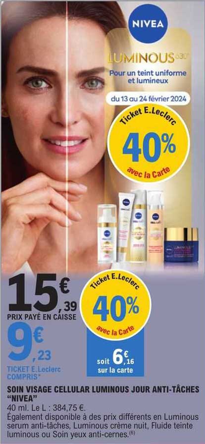 soins visage cellular luminous jour anti-tâches "nivea"