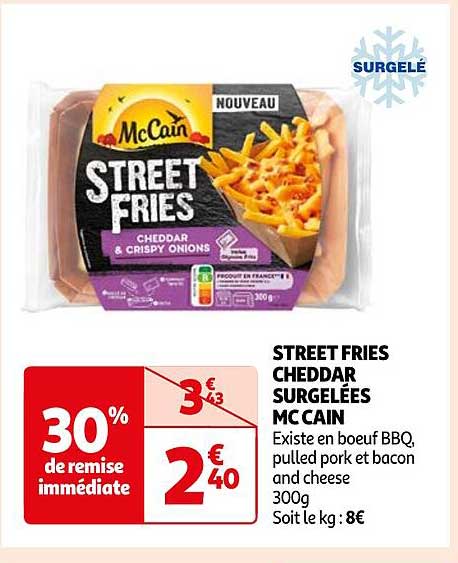 street fries cheddar surgelées mccain