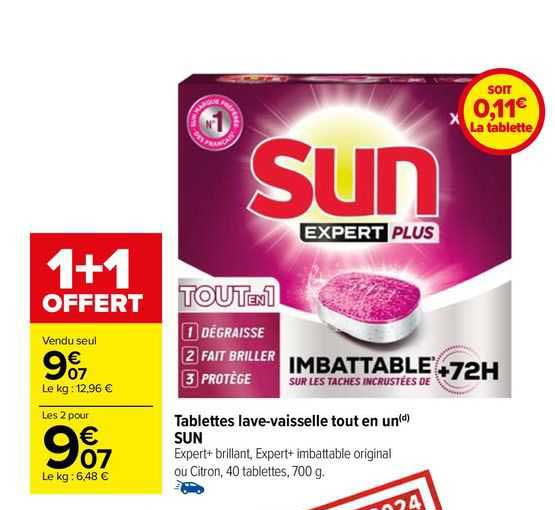 tablettes lave-vaisselle tout en un sun