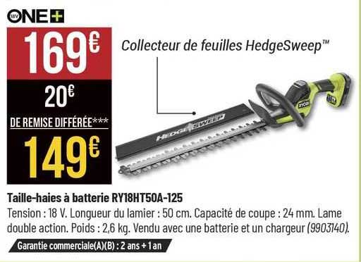 taille-haies à batterie ryobi one+