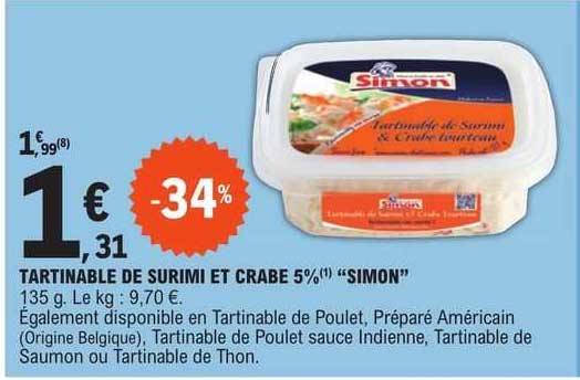 Tartinable De Surimi Et Crabe 5% "simon"