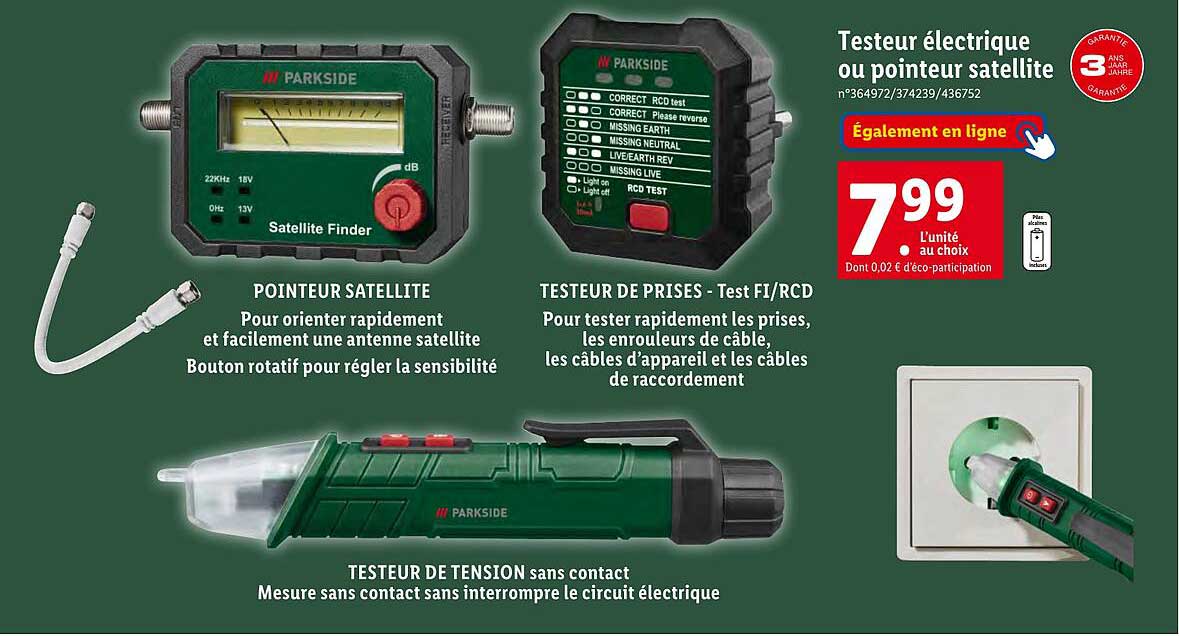 testeur électrique ou pointeur satellite parkside