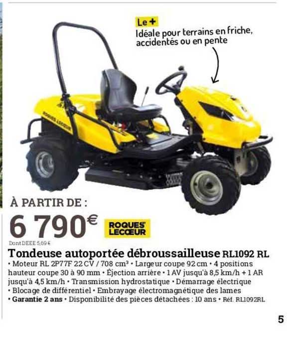tondeuse autoportée débroussailleuse roques lecoeur