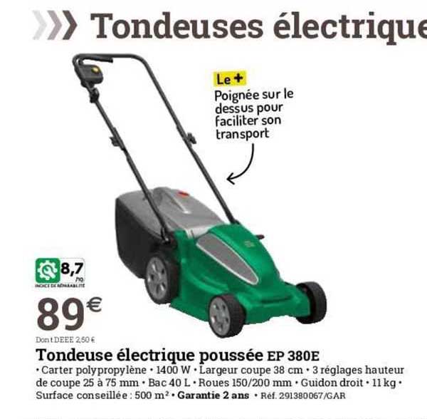 tondeuse électrique poussée ep 380e