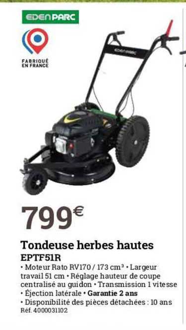 tondeuse herbes hautes eptf51r edenparc