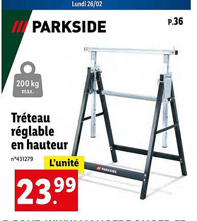 tréteau réglable en hauteur parkside