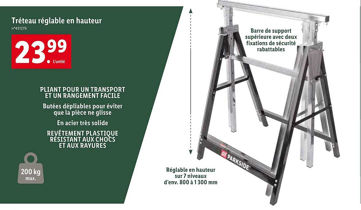 tréteau réglable en hauteur