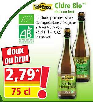 val de rance cidre bio doux ou brut