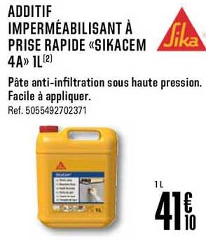 additif imperméabilisant à prise rapide sikacem 4a 1l