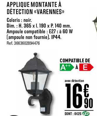 applique montante à détection varennes