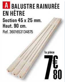 balustre rainurée en hêtre