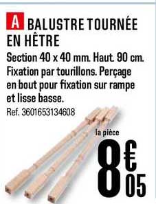 balustre tournée en hêtre