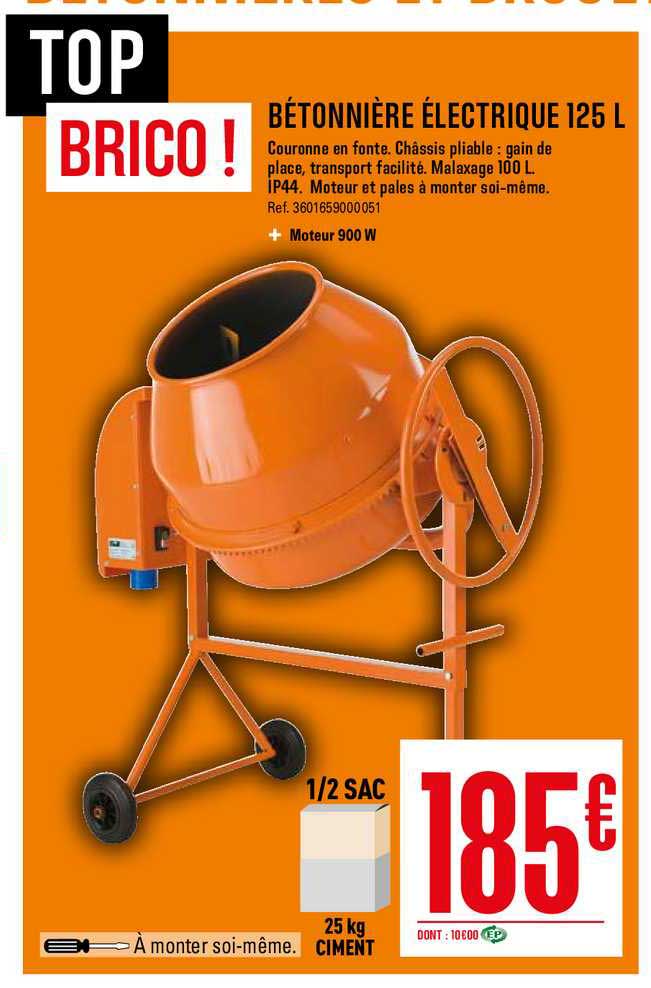 Bétonnière électrique 125l