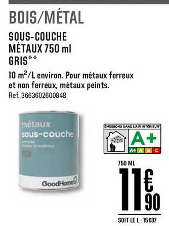 Bois Métal Sous Couche Métaux 750ml Gris
