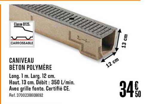 Caniveau Béton Polymère
