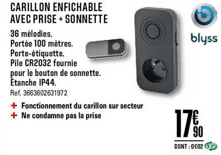 carillon enfichable avec prise + sonnette blyss