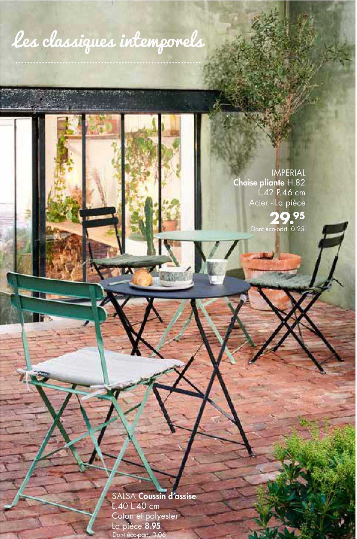 chaise pliante imperial, coussin d'assise salsa