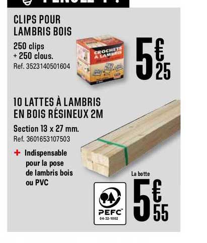 clips pour lambris bois 10 lattes à lambris en bois résineux 2m