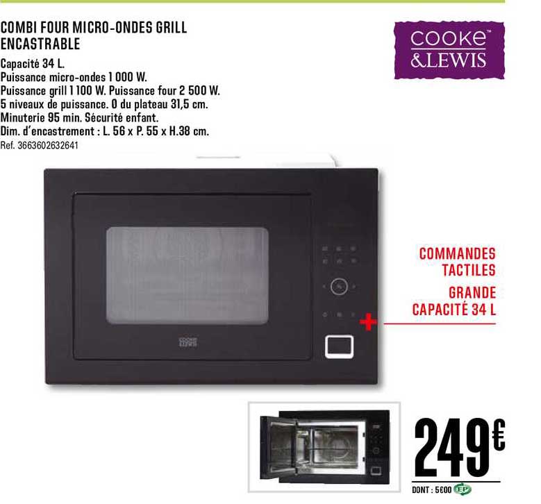 combi four micro onde grill encastrable cooke&lewis