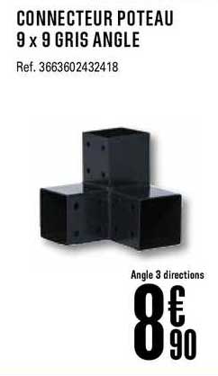 connecteur poteau 9 x 9 angle