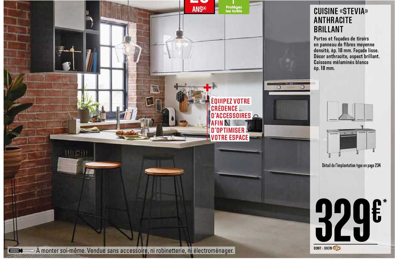 cuisine stevia anthracite brillant