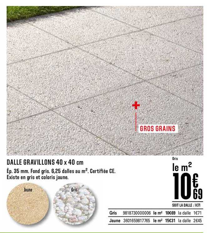 Dalle Gravillons 40 X 40 Cm