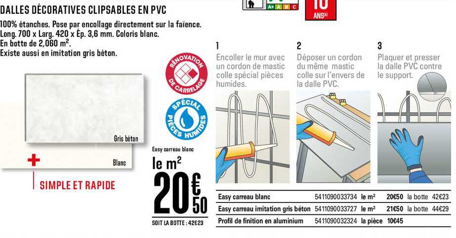 dalles décoratives clipsables en pvc