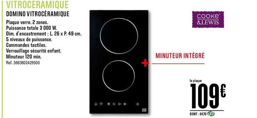domino vitrocéramique cooke&lewis