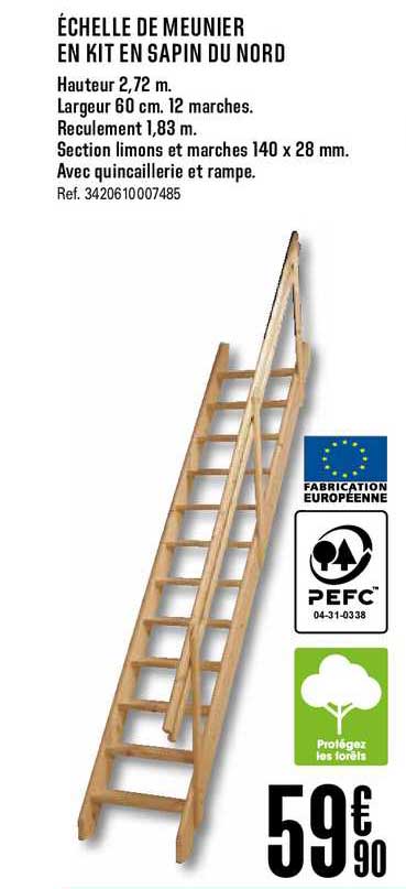échelle de meunier en kit en sapin du nord