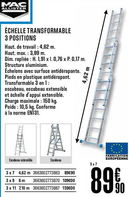 échelle transformable 3 positions mac allister