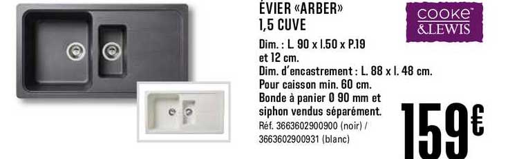 évier arber 1.5 cuve cooke&lewis