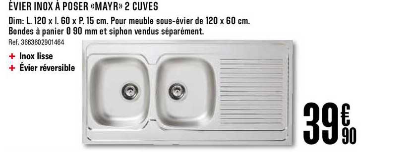 évier Inox à Poser Mayr 2 Cuves