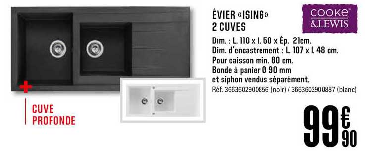 évier ising 2 cuves cooke&lewis