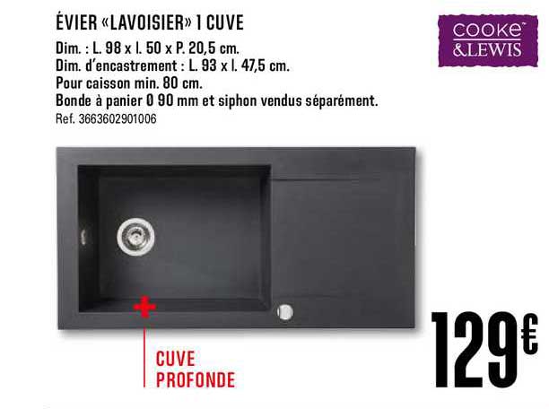 évier lavoisier 1 cuve cooke&lewis