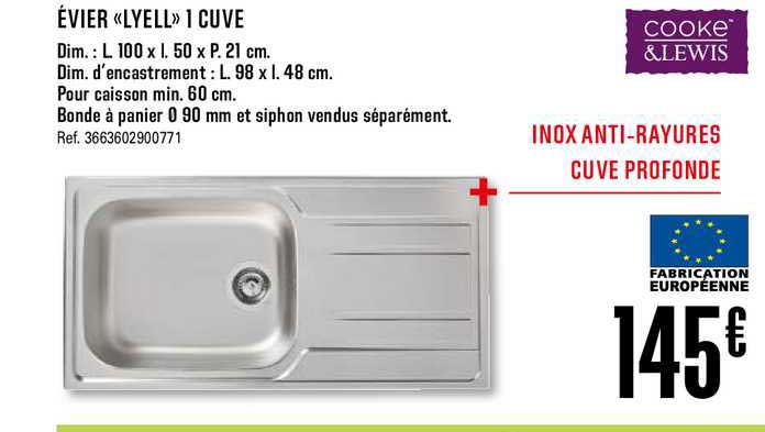 évier lyell 1 cuve cooke&lewis
