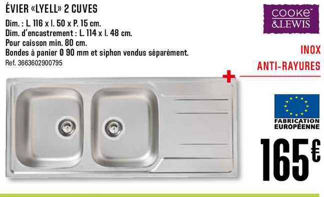 évier lyell 2 cuves cooke&lewis