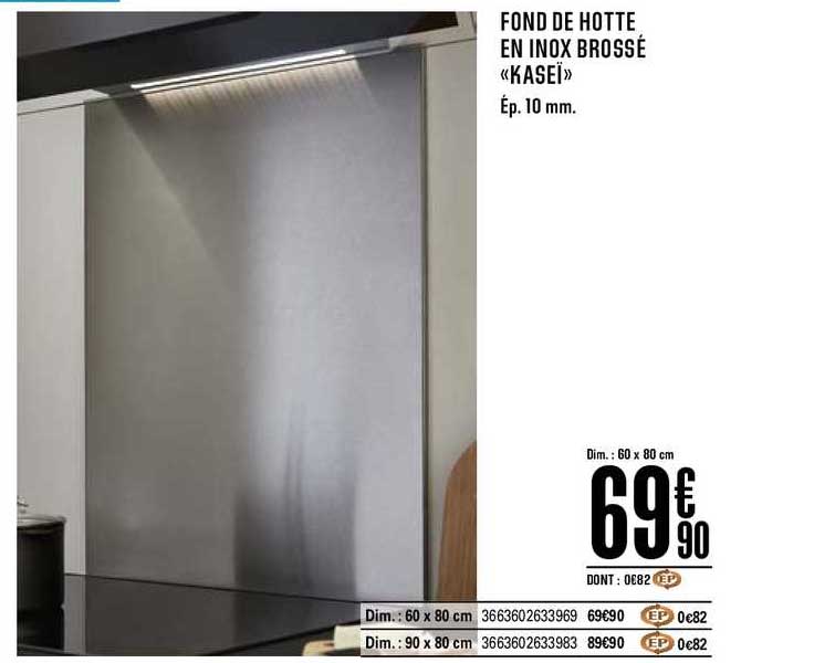 fond de hotte en inox brossé kaseï