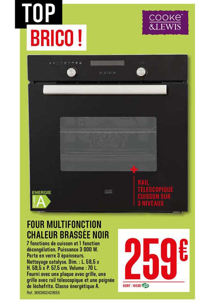 four multifonction chaleur brassée noir cooke&lewis