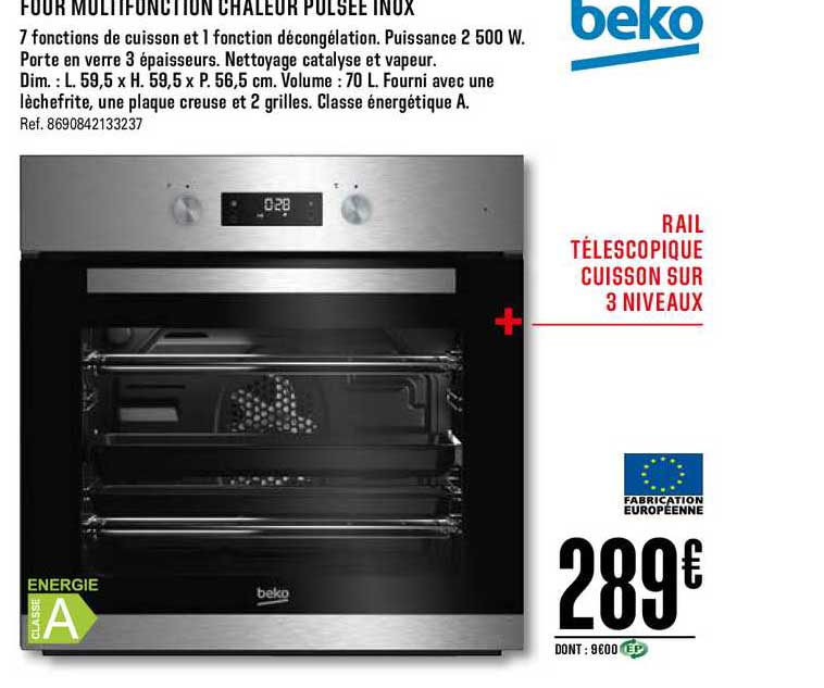 Four Multifonction Chaleur Pulsée Inox Beko