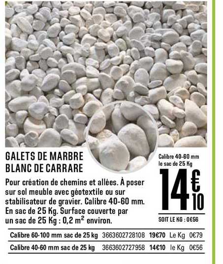 galets de marbre blanc de carrare