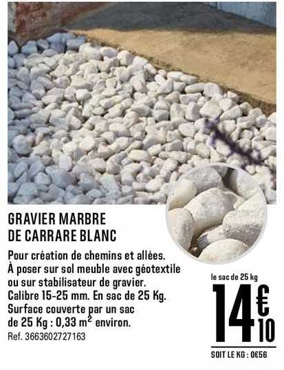 gravier marbre de carrare blanc
