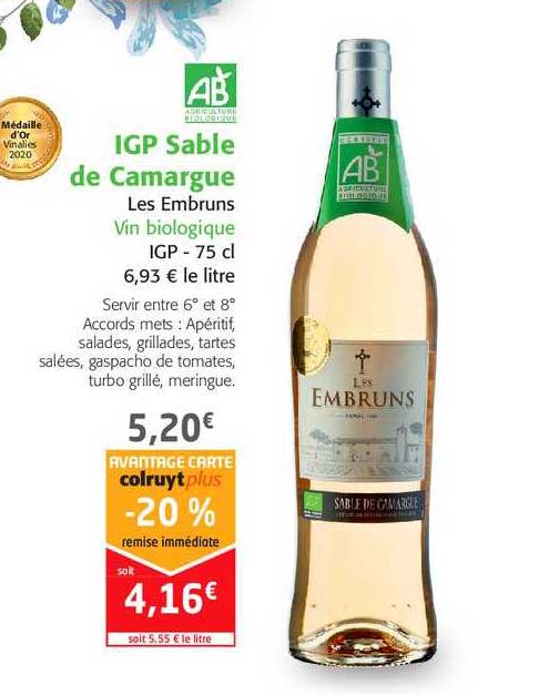 Igp Sable De Camargue Les Embruns Vin Biologique